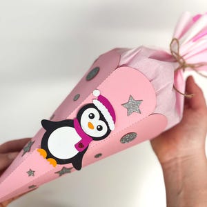 Mini Schultüte Pinguin als Bastelset