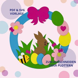 Ostern Bastelvorlage - Osterkranz Hase - PDF Download - Basteln mit Kindern Hase - Plotterdatei Fensterbilder Ostern