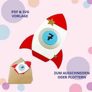 Kindergeburtstag Einladung Rakete -PDF Download - Einladungskarte zum selber basteln Weltraum -Bastelvorlage