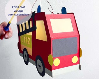 Feuerwehr Laterne Bastelvorlage – PDF & SVG Download