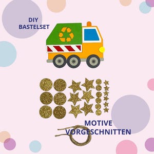 Motiv Müllauto in Einzelteilen - Bastelset Müllabfuhr für Mini-Schultüte - Geschwistertüte DIY - Geschenk zum selber basteln - Kitastart