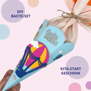 Mini Schultüte Abschiebsgeschenk Gute Reise Bastelset - vorgeschnitten - Geschwistertüte DIY-Kit - Kollege Mini Zuckertüte