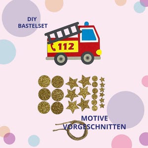 Motif camion de pompiers en pièces détachées - Kit de bricolage camion de pompiers pour mini cônes d'école - Cônes à faire soi-même pour frères et sœurs - Cadeau à faire soi-même - Rentrée en maternelle