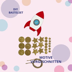 Motiv Rakete in Einzelteilen - Bastelset Rakete für Mini-Schultüte - Geschwistertüte DIY - Geschenk zum selber basteln - Kitastart