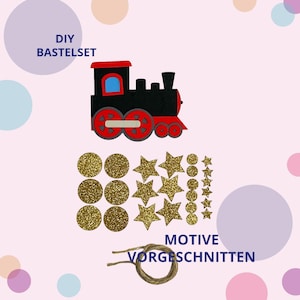 Motiv Eisenbahn in Einzelteilen - Bastelset Lokomotive für Mini-Schultüte - Geschwistertüte DIY - Geschenk zum selber basteln - Kitastart