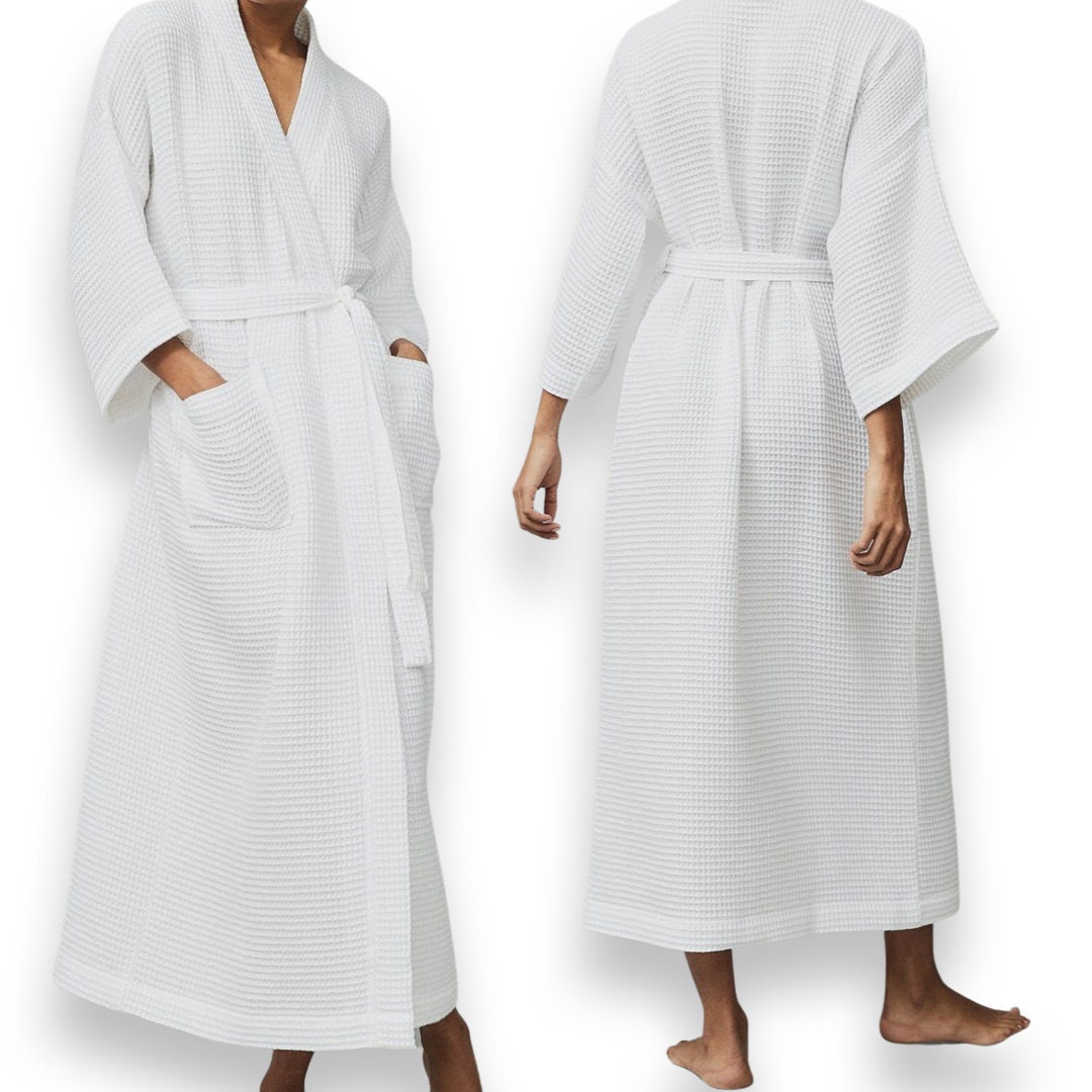 Waffle Weave Bathrobe Kimono Lightweight Dressing Gown Ladies Etsy UK