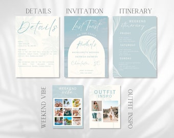 Last Toast on the Coast Bachelorette Invitation, Coastal Canva Digital Template, Beach Bachelorette, Bachelorette Weekend Itinerary
