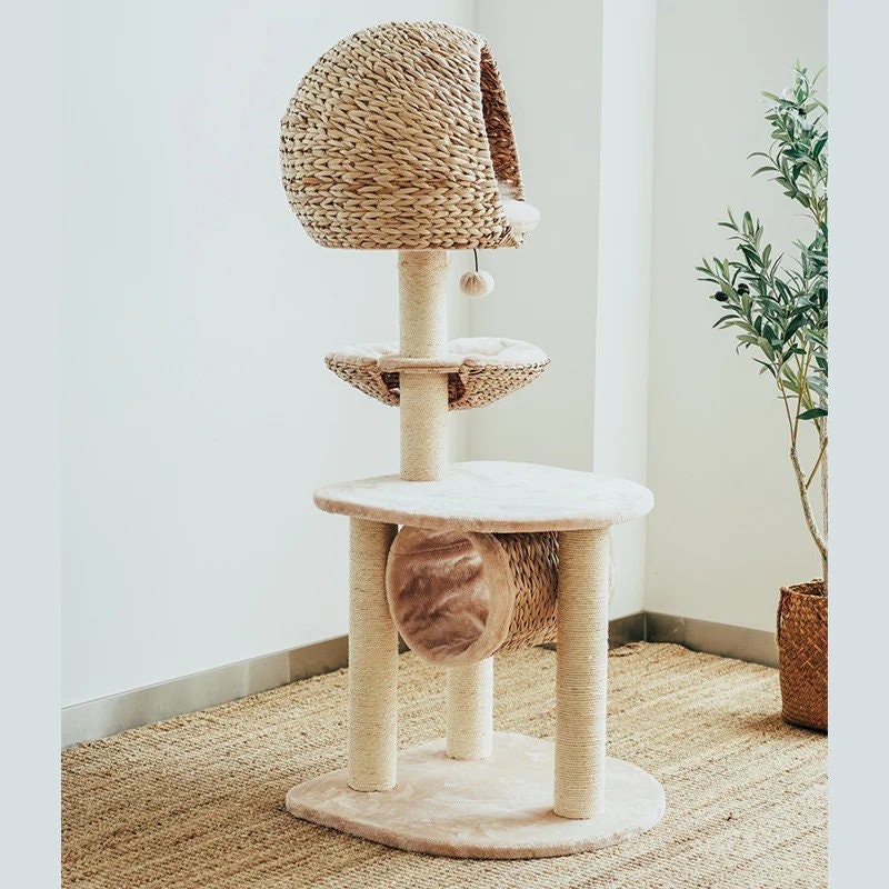Bird Nest Cat Tree Tower, Wooden Cat Tower, Modern Cat Climbing Tree