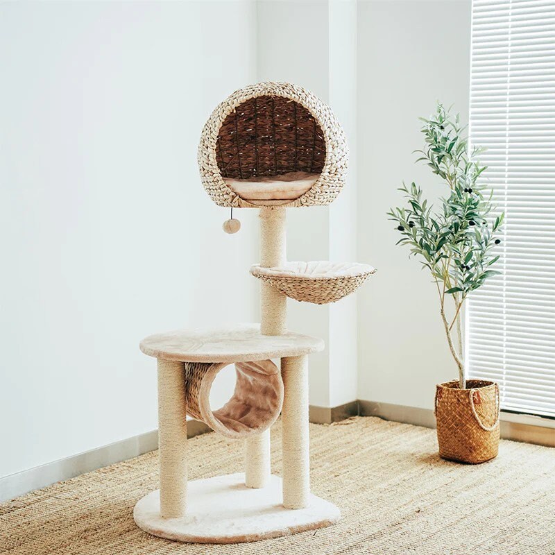 Bird Nest Cat Tree Tower, Wooden Cat Tower, Modern Cat Climbing Tree, Cat Furniture, Cat Gift