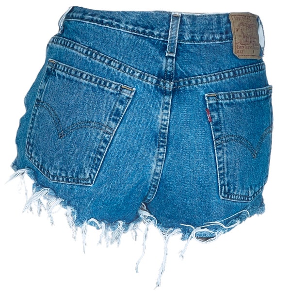 Levi’s 512 Vintage High Rise Blue Cutoff Distressed Jean Shorts