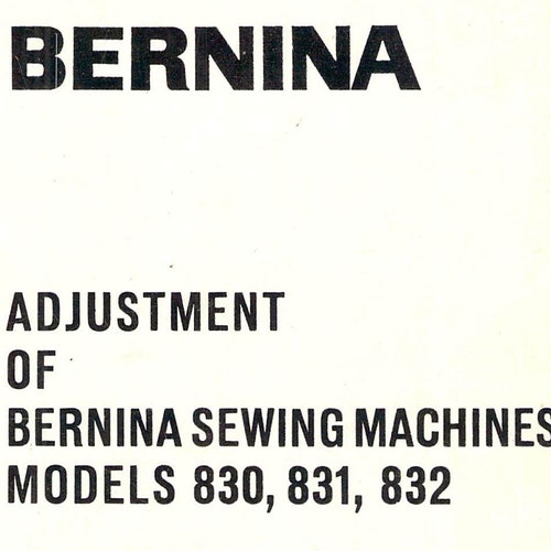 BERNINA Record 830 Vintage Sewing Machine Instruction / Etsy
