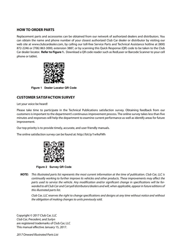 2017 Club Car Onward Illustrated Parts List PDF, Club Car Onward Golf Cart Repair, Club Car