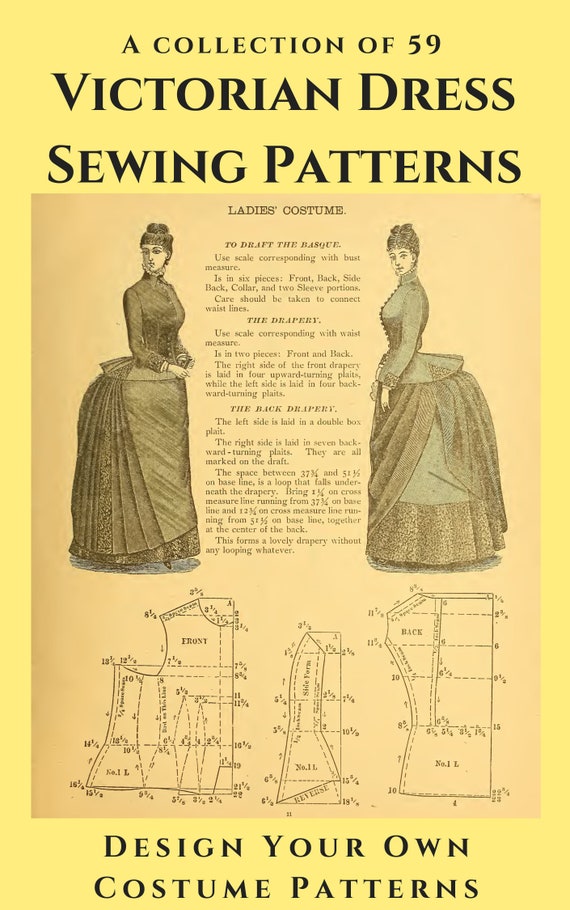 59 Victorian Dress SEWING PATTERNS PDF E-Book, Design Your Own Theatre Costumes, Pattern for Dressmakers, Victorian Era | Instant Download,