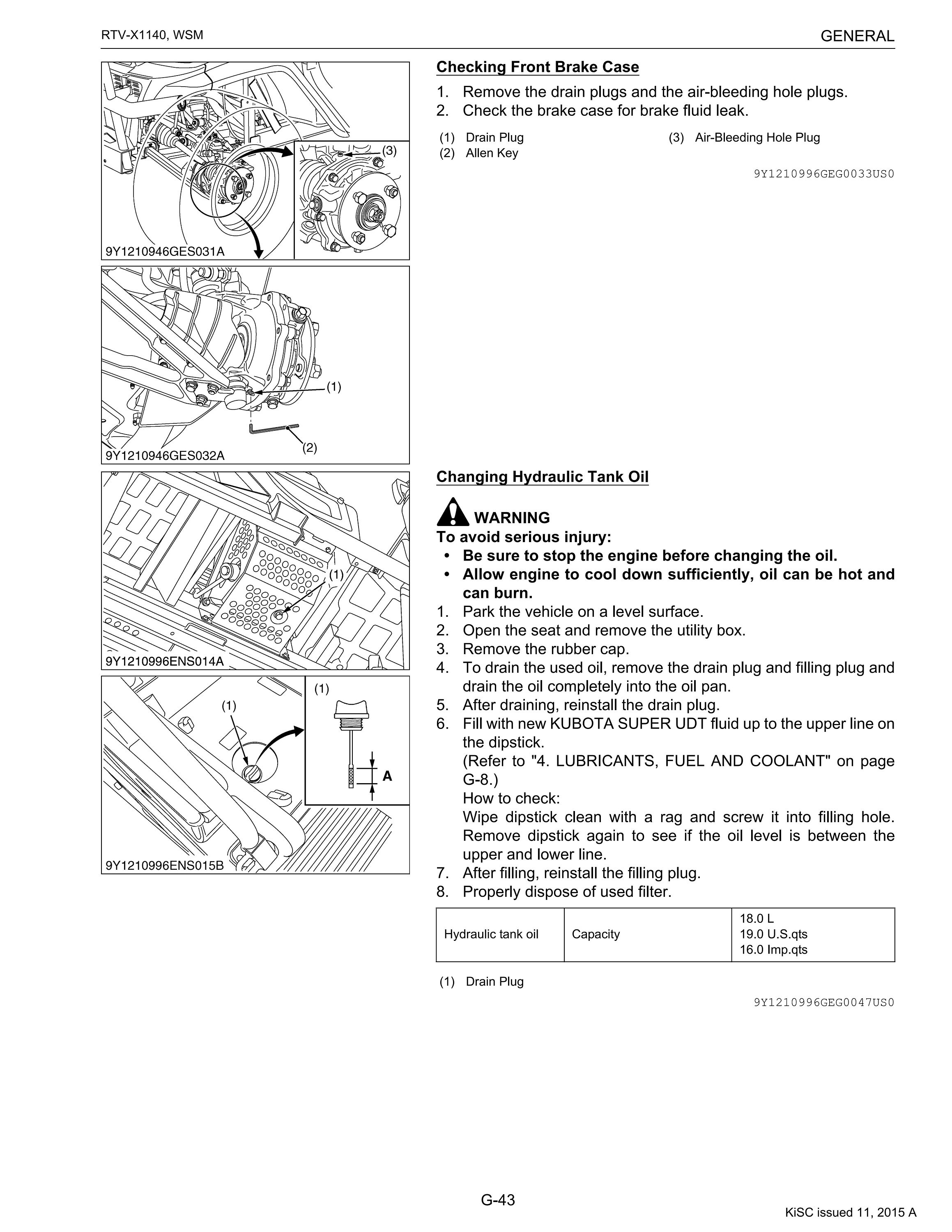 Kubota RTVX1140 Manual Service Manual PDF, Digital Repair