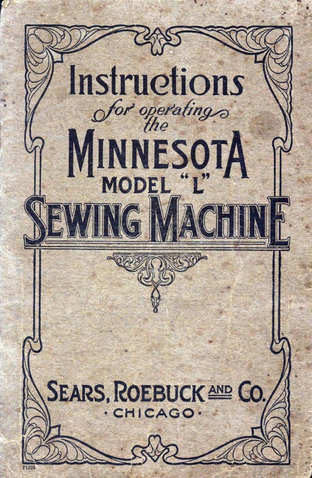 Minnesota Model L Sewing Machine Instructions Manual PDF, Treadle