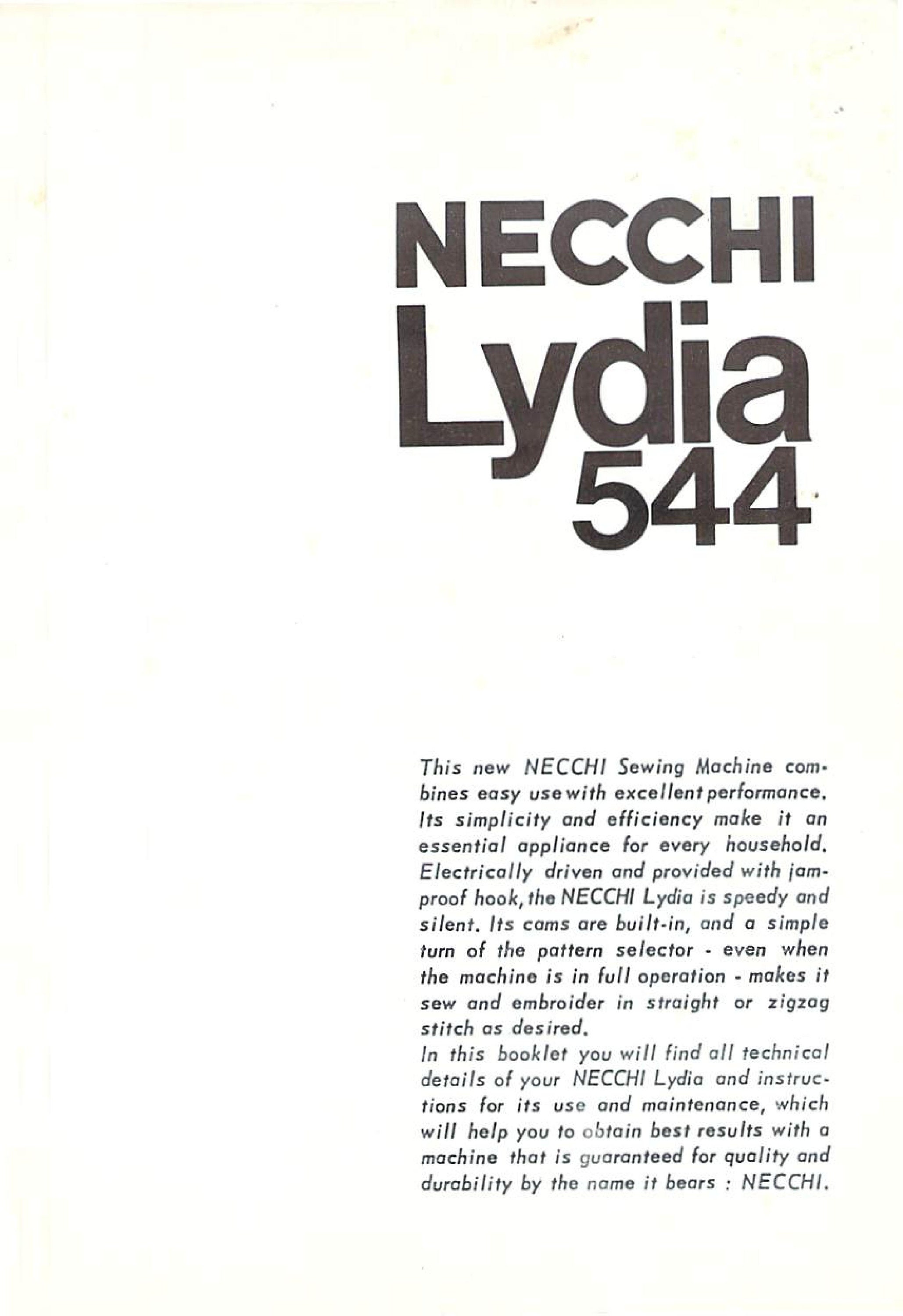 Mayページ Necchi Lydia 544 Sewing Machine Manual PDF, Necchi Lydia 544