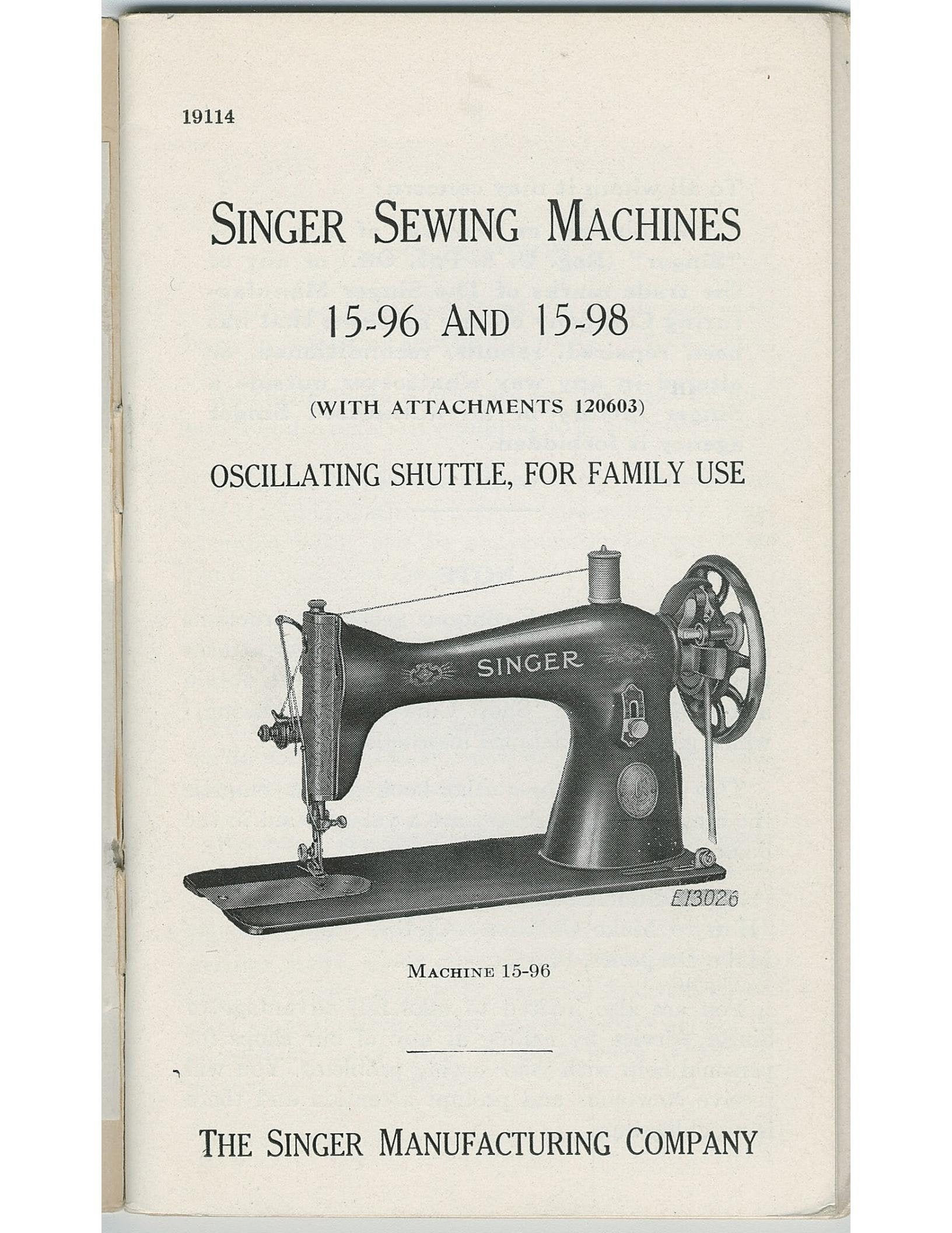 Vintage Singer 1596 1598 Sewing Machine Manual PDF EBook Etsy