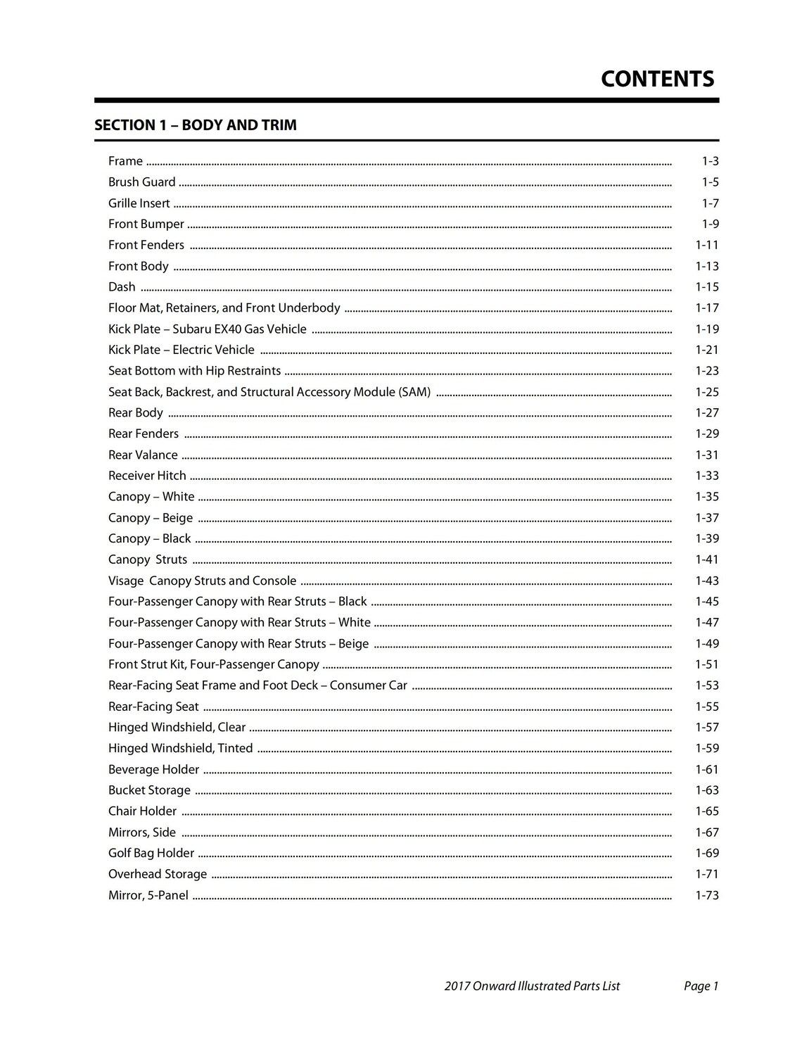2017 Club Car Onward Illustrated Parts List PDF, Club Car Onward Golf Cart Repair, Club Car