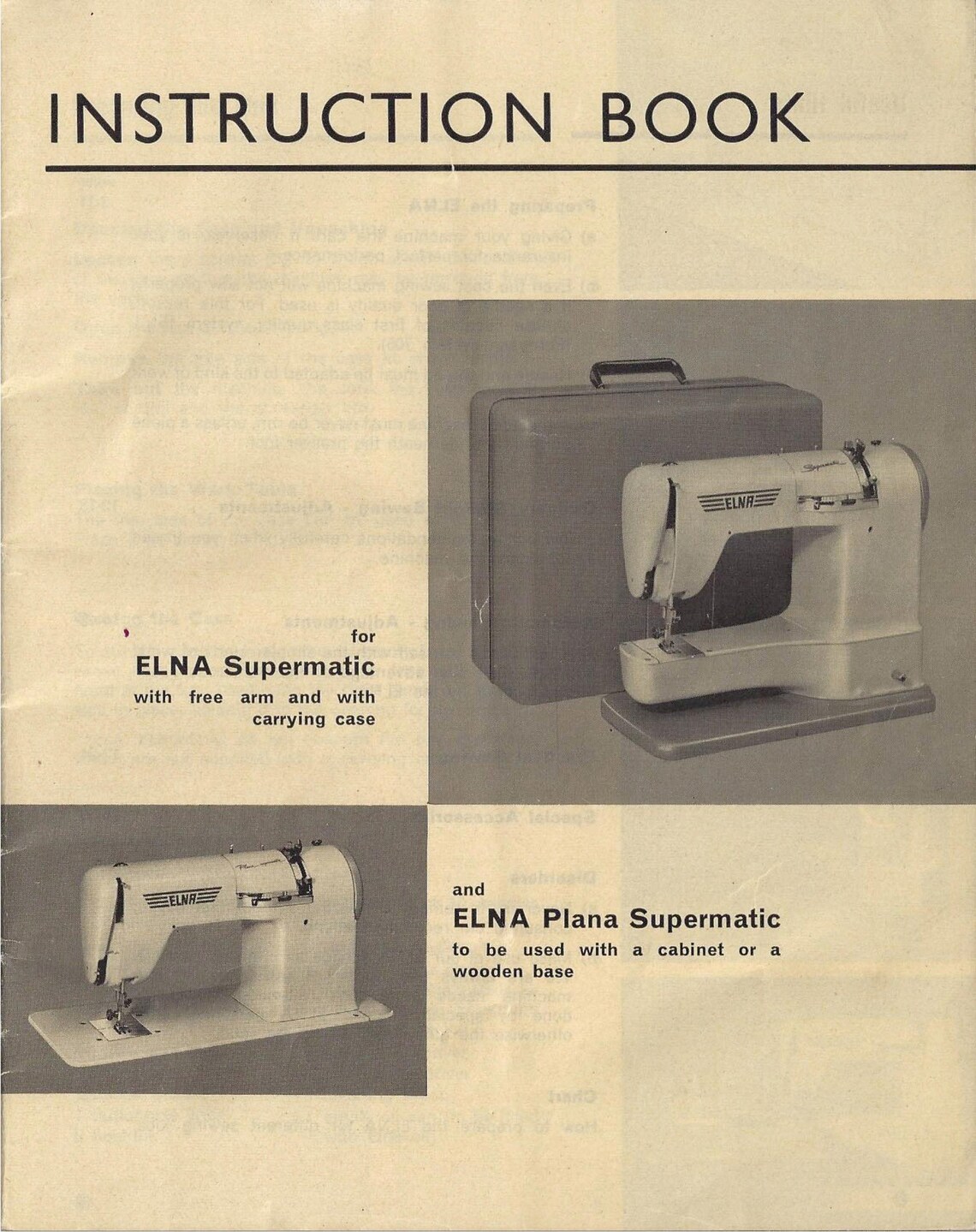 Elna Supermatic Sewing Machine Instruction Manual Elna Etsy Canada