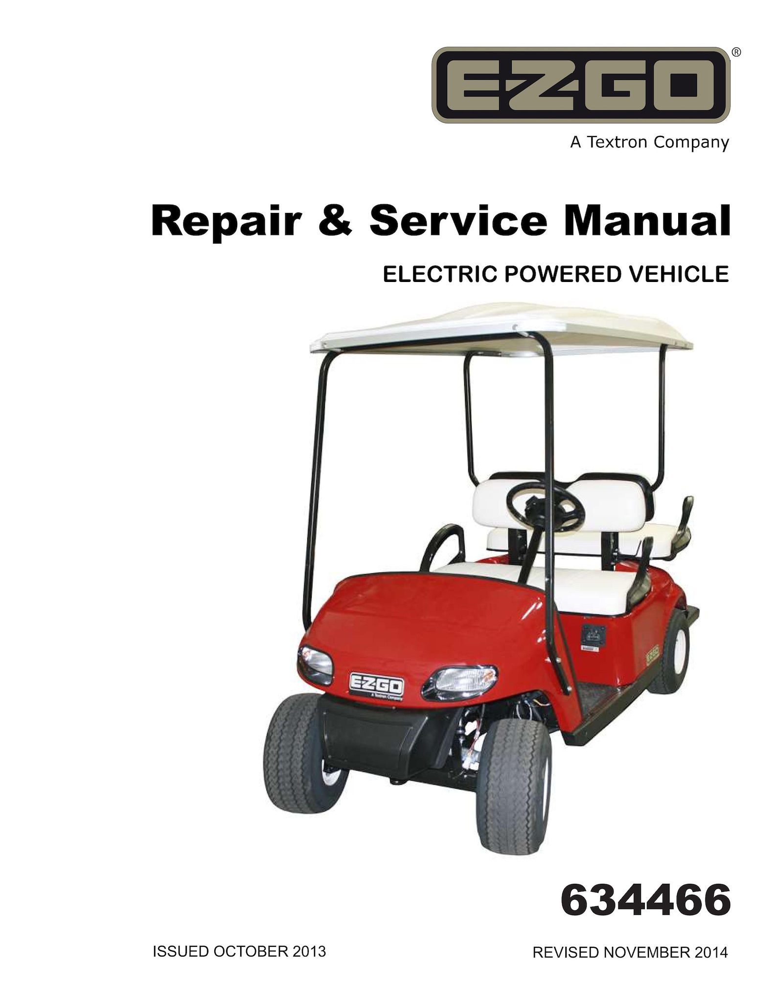 EZGO TXT 48V Electric Golf Cart Service Manual PDF Download, 20142018