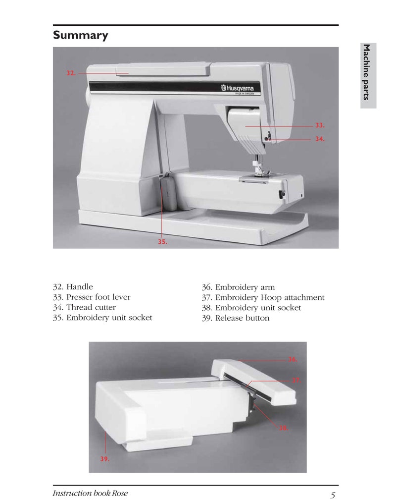 Husqvarna Viking Rose 600 605 Sewing Embroidery Machine Manual PDF