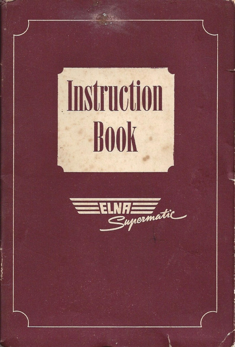 Elna Supermatic SU Green Sewing Machine Manual PDF, 19521958 Vintage