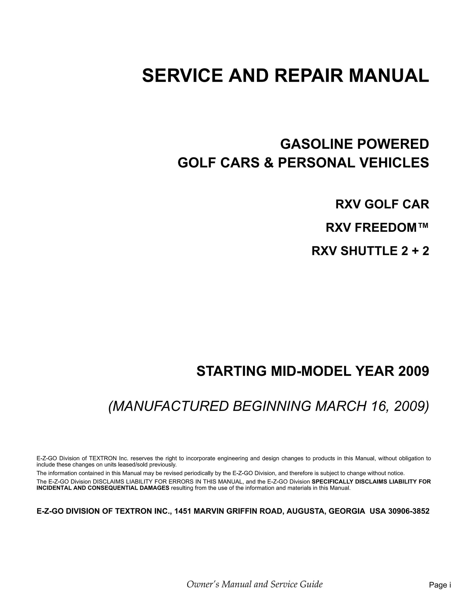 Ezgo Rxv Service Manual Pdf