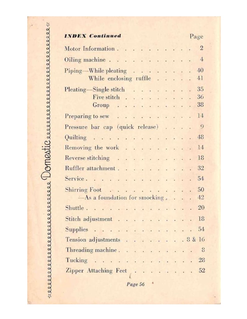 Domestic 153 Sewing Machine Manual PDF, Domestic Rotary Elecric Sewing