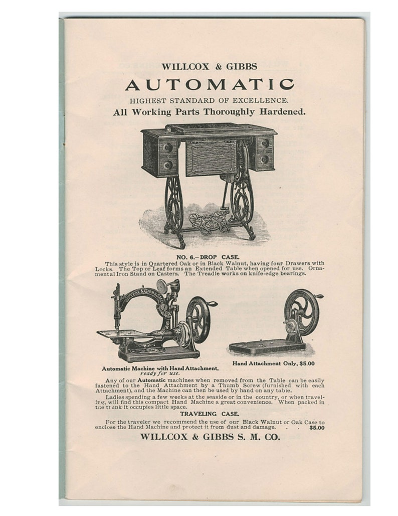 Directions for Using Willcox & Gibbs Automatic Noiseless Sewing Machine Manual PDF Ebook Etsy