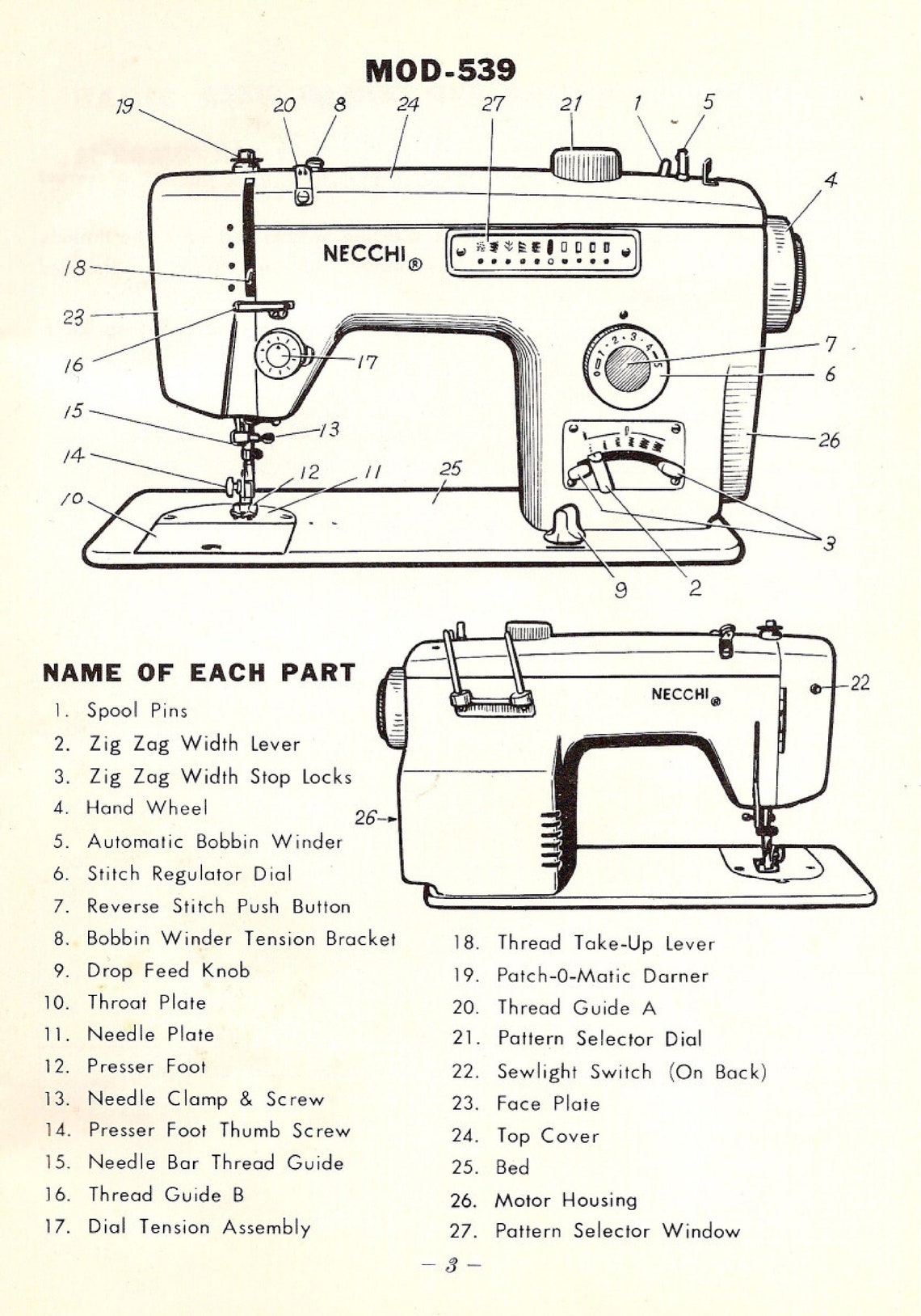 Necchi 539 Manual, Necchi 538 Manual, Necchi 539 Sewing Machine Manual