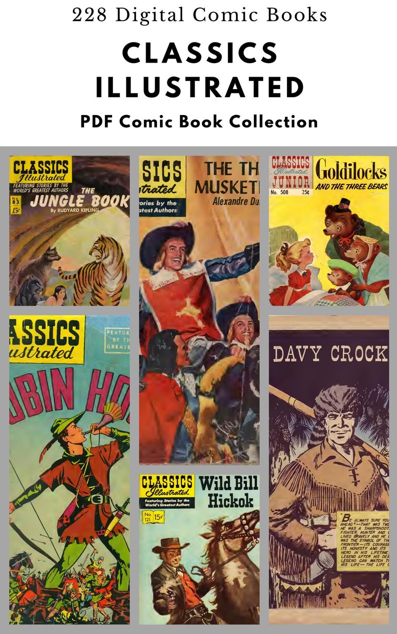 Vintage Classics Illustrated Comic Book Collection PDF, Classics Illustrated Junior, 261 Classics Illustrated Comics, Download Instantly image 1