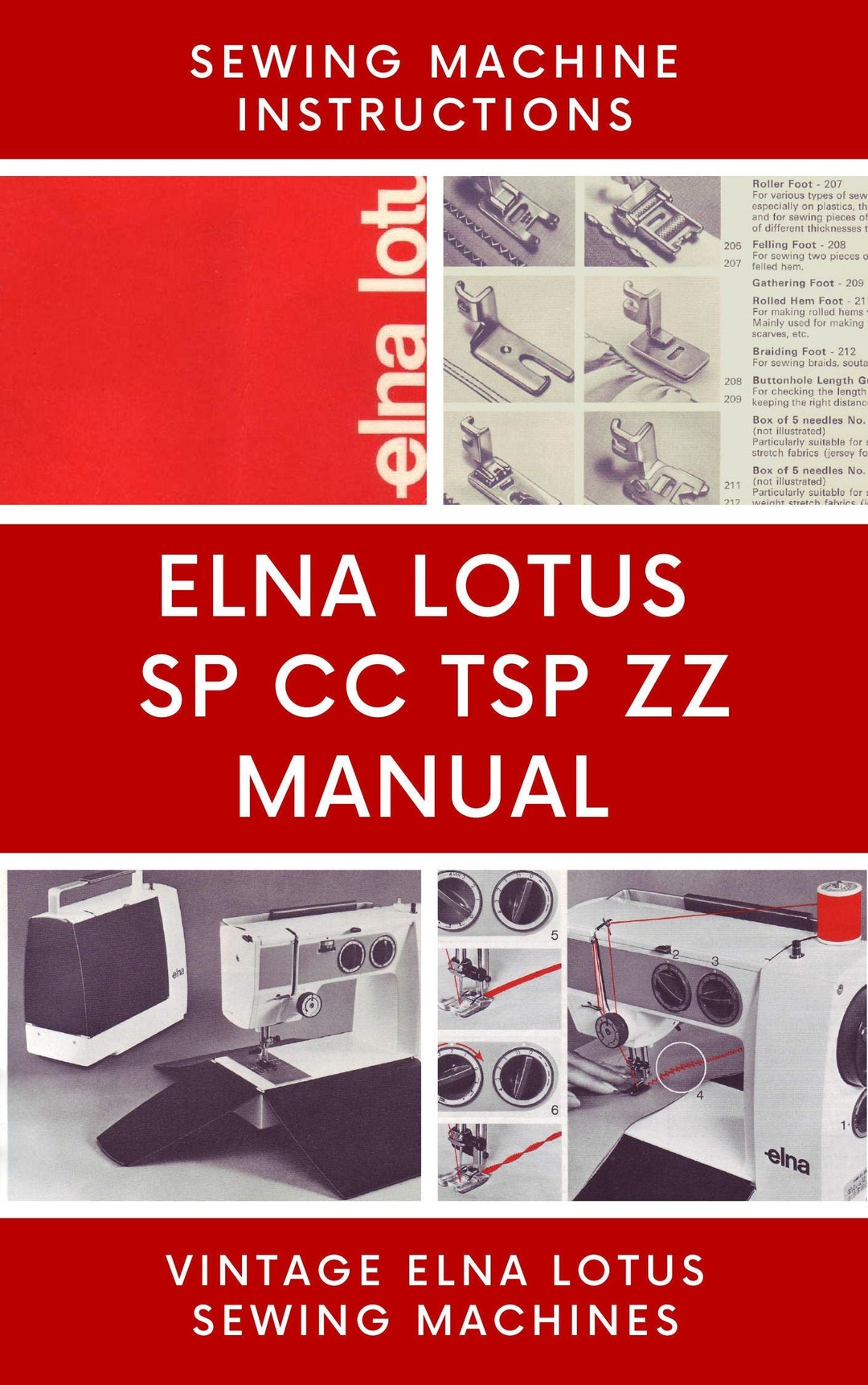 Elna Lotus Sp Manual, Elna Lotus Cc Manual, Vintage Elna Lotus Zz