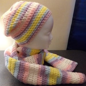 Crocheted Slightly Slouchy Hat and Scarf Set