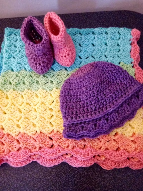 Rainbow Baby Blanket Set Etsy