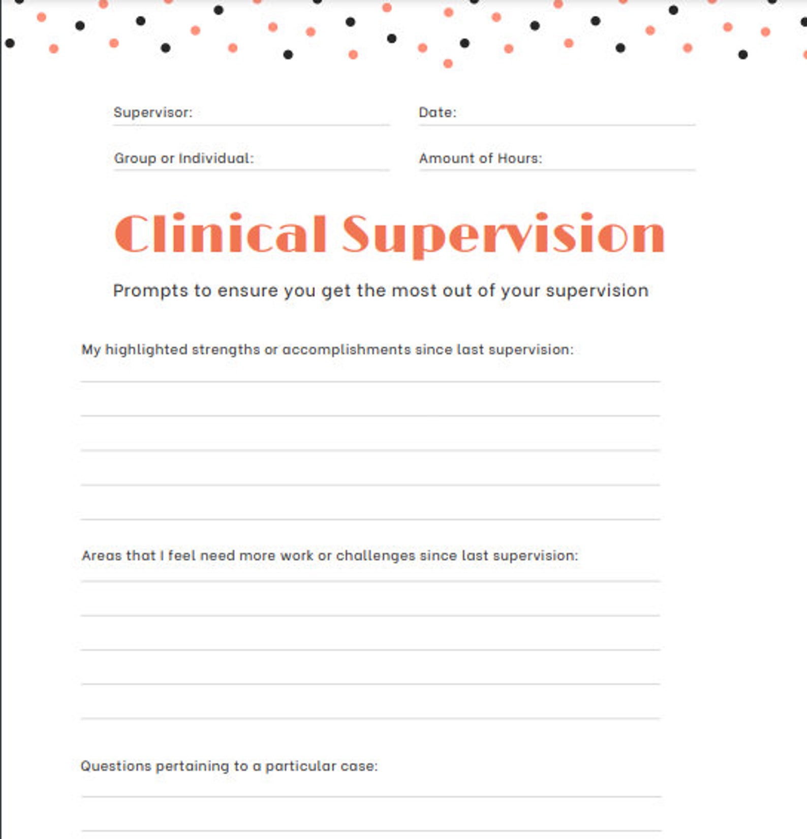 Social Work/counseling Supervision Form With Tracking Etsy Social Work/counseling Supervision Form With Tracking Etsy