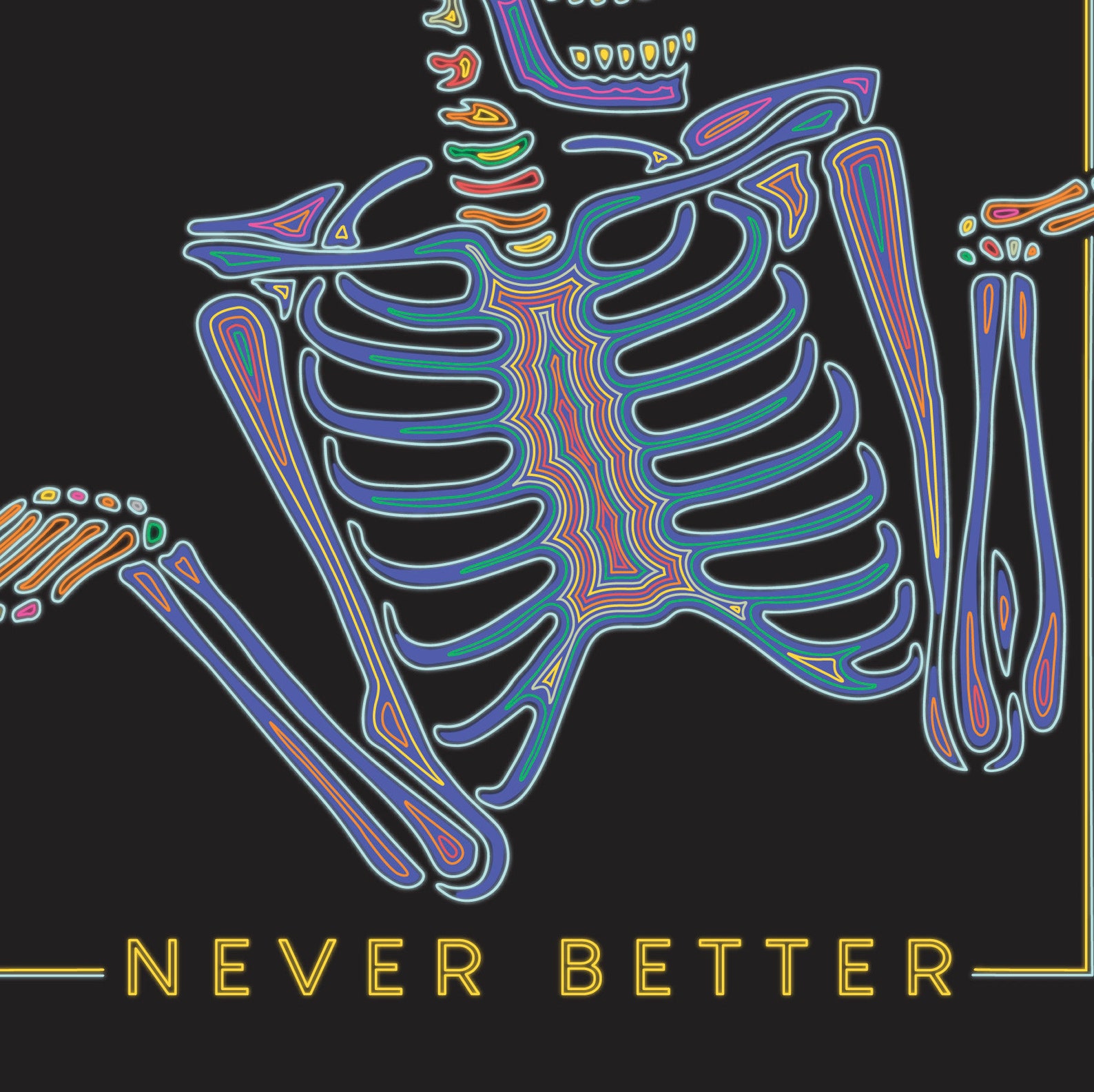 Never Better Skeleton Statement Poster Illustration | Etsy