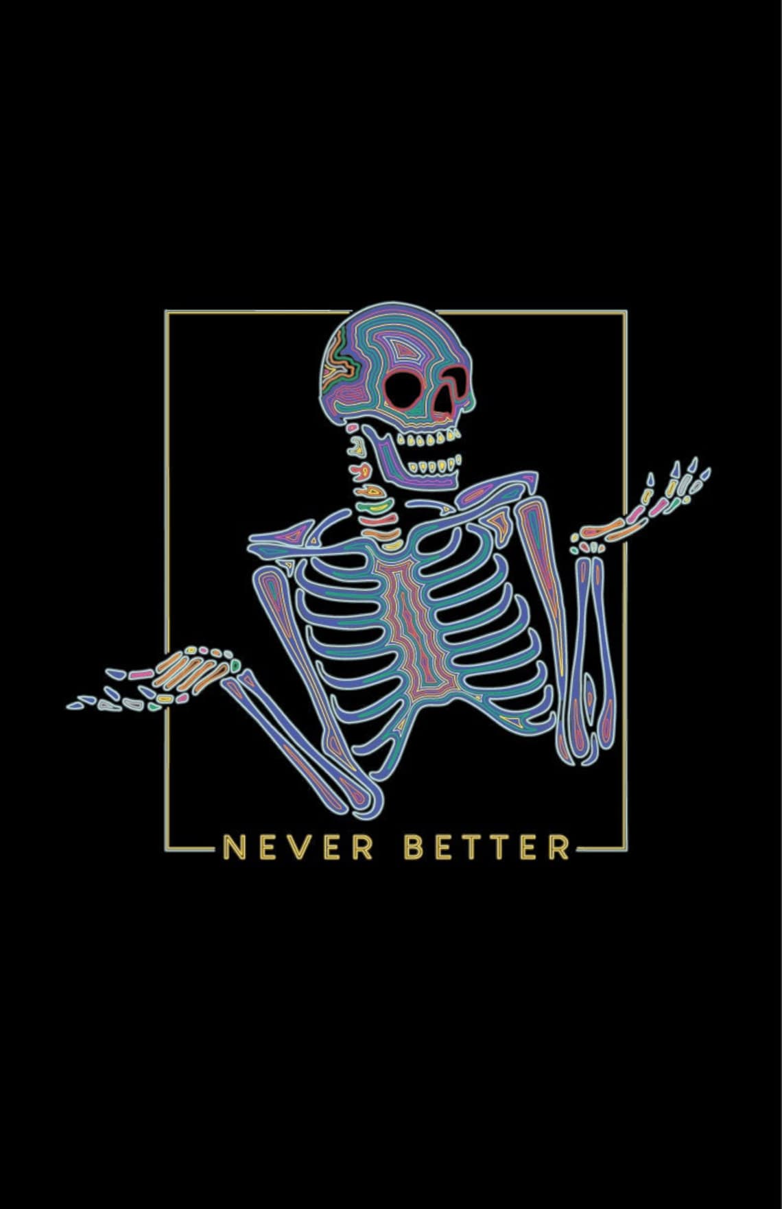 Never Better Skeleton Statement Poster Illustration | Etsy
