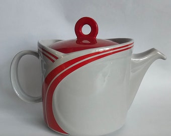 Vintage 1980s Sadler Gray and Red Tea Pot
