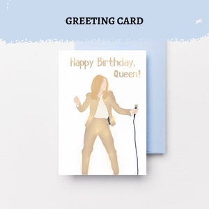 Cartão de aniversário de Celine Dion – "Feliz aniversário, rainha" – Ilustração icônica de Celine – Feito no Canadá
