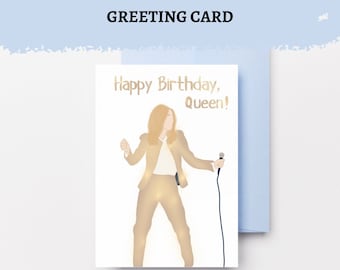 Celine Dion-verjaardagskaart – "Happy Birthday, Queen" – iconische Celine-illustratie – gemaakt in Canada