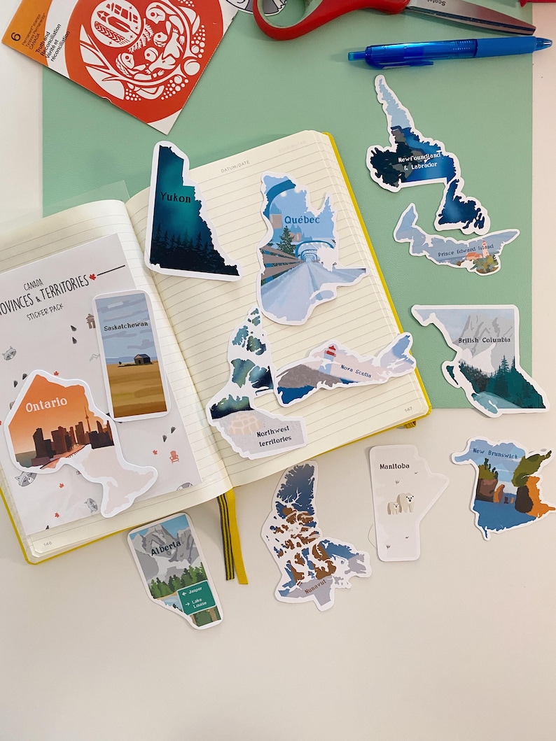 Canadian Provinces & Territories Sticker Pack | 13 Illustrated Canada ...