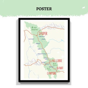 Kaartposter Canadese Rockies – Banff, Lake Louise en Jasper Road Trip Art Print – Niet ingelijste A4 reissouvenir
