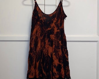 Spaghetti Strap Medium Black Bleach Dye Dress