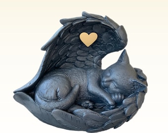 Monello cat urn cat in angel wings up to approx. 15 kg animal weight including individual engraving urn for cats