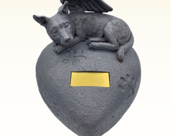 Monello Dog Urn Dog on Heart Pet Urn Urn Dog up to approx. 70 kg incl. individual engraving Dog Urn for Home Urn for Dog's Ashes