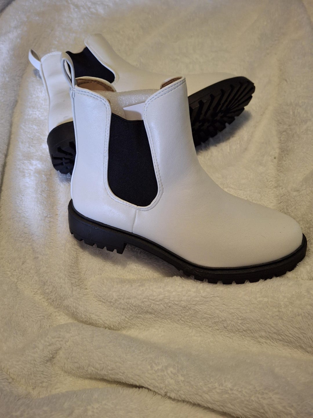 Brand New Never Worn White Leather Slip on Boots - Etsy