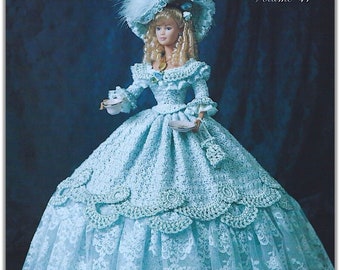 Vintage Style Tea Party Barbie Gown Lace and Crochet Pattern 041 (English)