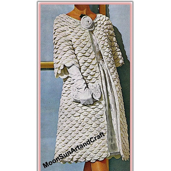 1960's Elegant Crochet Coat Pattern PDF