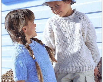 Modello per maglione super grosso per bambini da lavorare a maglia / Modello per maglione da bambino/bambina da lavorare a maglia / Maglione pullover per bambini