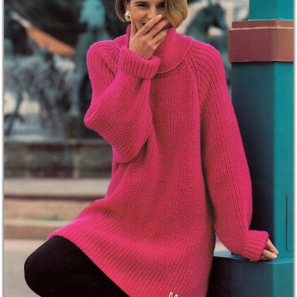 Women's Fisherman's Rib Tunic Sweater Knitting Pattern